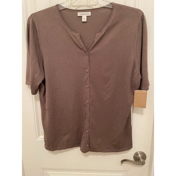 Coldwater Creek Brown Button-Down Cardigan Women's sz  S short sleeve - Picture 1 of 7